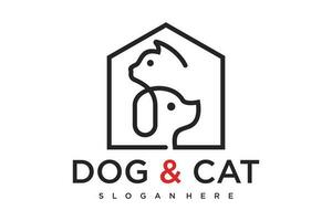 cão gato casa de animais de estimação logotipo da casa ilustração do ícone do vetor