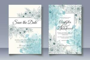 elegante Casamento cartão conjunto com respingo floral decoração vetor