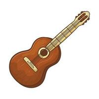 vetor rabisco ilustração do uma de madeira velho vaqueiro guitarra. a autêntico musical instrumento para país ou selvagem oeste música.