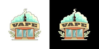 vape fazer compras retro estilo logotipo definir. hipster vaporizadores com fumaça nuvem e rotulação. eletrônico cigarro loja vintage logotipo. e-cigarro Cigarro eletrônico vendedor crachá vetor eps Projeto modelo