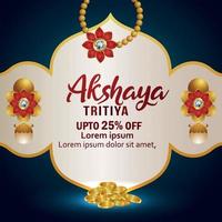 oferta de venda do festival indiano de akshaya tritiya com brincos de ouro e moedas de ouro vetor