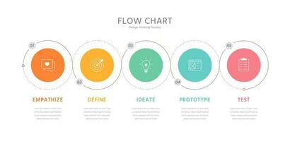 cinco volta elementos colocada dentro horizontal linha e conectado de aceno. diagrama representando cinco estágios do o negócio processo fluxo gráfico. vetor