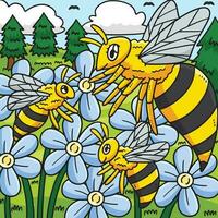 rainha abelha e bebê abelha colori desenho animado vetor