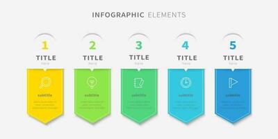 moderno infográficos Projeto modelo com cinco opções vetor