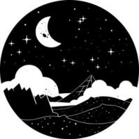 noite céu - Preto e branco isolado ícone - vetor ilustração