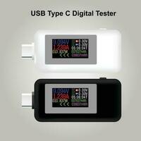 USB testador, atual Voltagem metro cronometragem amperímetro digital monitor cortar fora poder indicador banco carregador vetor ilustração