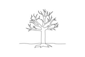 contínuo uma linha desenhando árido árvore sem folhas. árvore conceito solteiro linha desenhando Projeto gráfico vetor ilustração