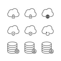 editável conjunto ícone do nuvem Informática, vetor ilustração isolado em branco fundo. usando para apresentação, local na rede Internet ou Móvel aplicativo