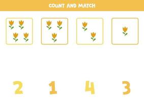 jogo de contagem com flores, planilha matemática vetor