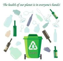 desperdício reciclando. coleção com tipos do reciclável ecológico meio Ambiente vetor ilustração.