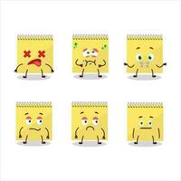 espiral quadrado amarelo cadernos desenho animado personagem com Não expressão vetor