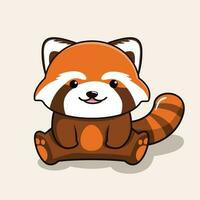 fofa vermelho panda desenho animado sentado vetor
