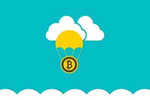 bitcoin flutuando no paraquedas vetor