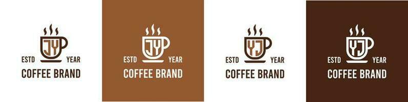 carta jy e yj café logotipo, adequado para qualquer o negócio relacionado para café, chá, ou de outros com jy ou yj iniciais. vetor