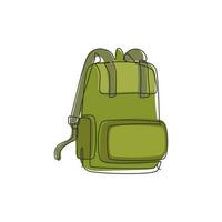 escola de desenho de linha contínua ou mochilas de colagem. mochilas para crianças em idade escolar, estudantes, viajantes e turistas. volta para a mochila da escola. ilustração gráfica de vetor de desenho de desenho de linha única