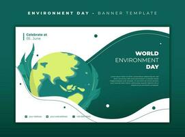 verde branco Projeto com ilustração do terra e folhas Projeto para meio Ambiente dia modelo vetor