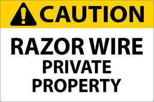 Cuidado placa navalha arame, privado propriedade placa vetor
