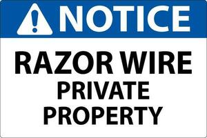 aviso prévio placa navalha arame, privado propriedade placa vetor