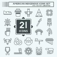 ícone conjunto americano indígena. relacionado para Educação símbolo. linha estilo. simples Projeto editável vetor