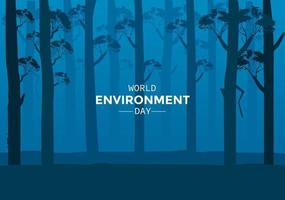 meio ambiente mundial dia com floresta à noite vetor