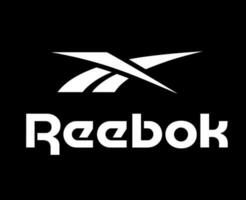 reebok logotipo marca roupas com nome branco símbolo Projeto ícone abstrato vetor ilustração com Preto fundo