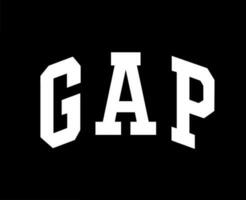 Gap = Vão logotipo marca símbolo branco Projeto roupas moda vetor ilustração com Preto fundo