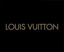 Louis Vuitton marca logotipo nome Castanho símbolo Projeto roupas moda vetor ilustração com Preto fundo