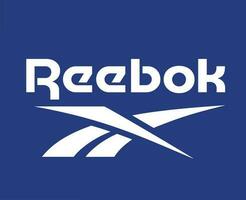 reebok marca logotipo branco símbolo roupas Projeto ícone abstrato vetor ilustração com azul fundo