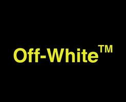 off white marca logotipo nome amarelo símbolo roupas Projeto ícone abstrato vetor ilustração com Preto fundo