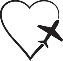 ilustração de avião de coração vetor