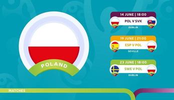 a seleção nacional da polônia agenda partidas na fase final do campeonato de futebol de 2020 ilustração vetorial de partidas de futebol de 2020