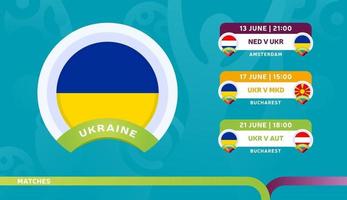 seleção nacional da ucrânia agenda jogos na fase final do campeonato de futebol de 2020 vetor