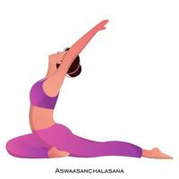 jovem mulher fazendo aswaasanchal asana pose. vetor