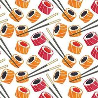 Sushi desatado padrão, ásia comida, japonês Sushi fundo vetor