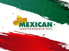 tipografia do mexicano independência dia com sombrero chapéu ilustração em verde e vermelho escova acidente vascular encefálico fundo. pode estar usava Como cumprimento cartão Projeto. vetor