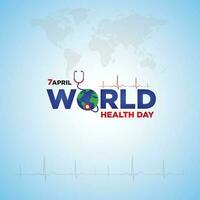 mundo saúde dia. mundo Forte saúde vetor Projeto. vetor ilustração para mundo saúde dia dentro azul fundo.