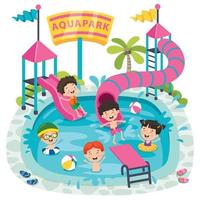 crianças nadando em um parque aquático vetor