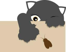 Preto gatinha gato fumaça cor desenho animado engraçado personagem face vetor