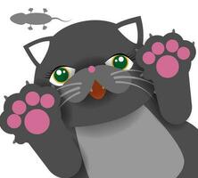 gato fumaça cor desenho animado engraçado personagem face Preto gatinha vetor