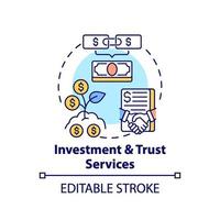 ícone do conceito de serviços de investimento e confiança vetor