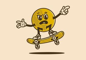 mascote personagem Projeto do bola cabeça jogando skate vetor