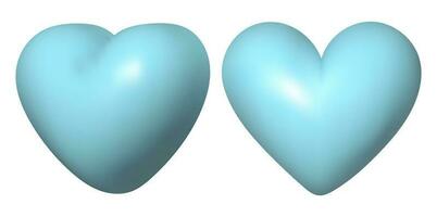 3d realista azul coração conjunto em isolado fundo. gostar e coração ícone. vetor