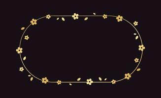 ouro oval floral quadro, Armação silhueta doodle. dourado botânico fronteira modelo, florescer Projeto elemento para casamento, cumprimento cartão. vetor
