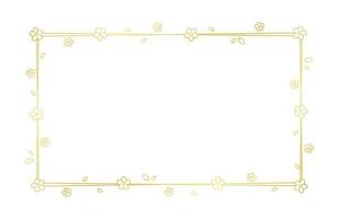 ouro retângulo floral quadro, Armação esboço doodle. botânico fronteira modelo, florescer Projeto elemento para casamento, cumprimento cartão. vetor