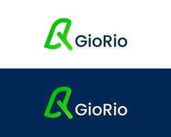 minimalista carta g r verde natureza combinação logotipo Projeto vetor