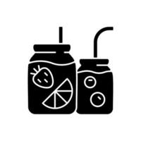 ícone de glifo preto de garrafa de água com infusão de frutas vetor