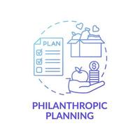 ícone do conceito de planejamento filantrópico vetor