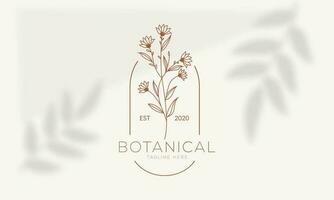 botânico floral elemento mão desenhado logotipo com selvagem flor e folhas. logotipo para spa e beleza salão, butique, orgânico loja, floral desenhista, interior, fotografia, Cosmético. vetor