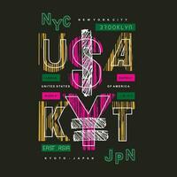 EUA Nova York, Quioto Japão, abstrato gráfico t camisa projeto, tipografia vetor, ilustração, casual estilo vetor