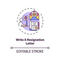 escreva um ícone de conceito de carta de demissão vetor
